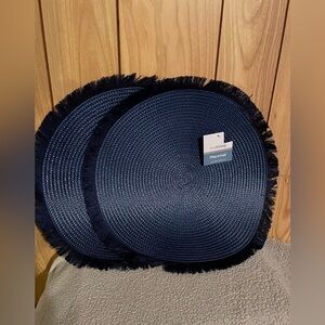 Indulge Living Midnight Blue Fringed Placemats (2)